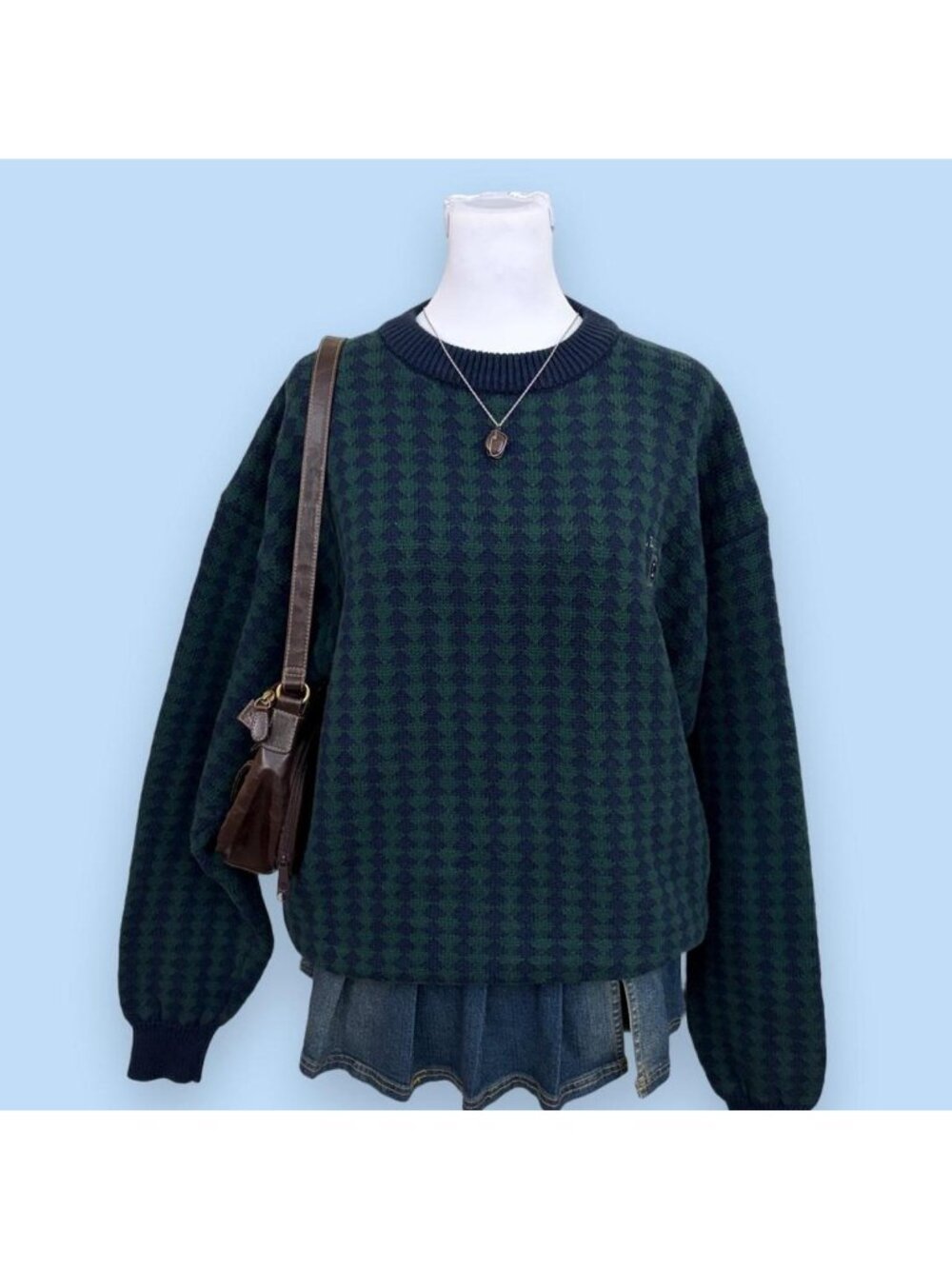 90s diamond print skater sweater